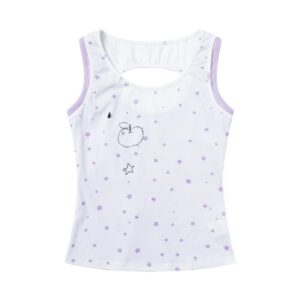 Star & Apple Motif Tank Top — Purple & White Colorblock