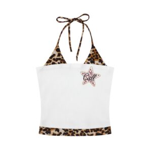 Chic Leopard Print Tank Top — White