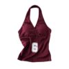 Retro Striped Athletic Tank Top — Burgundy