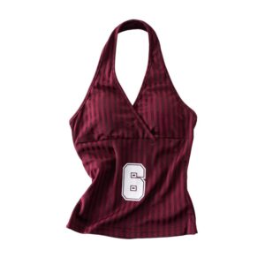Retro Striped Athletic Tank Top — Burgundy