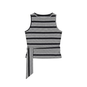 Striped Tie-Strap Tank Top — Heather Grey