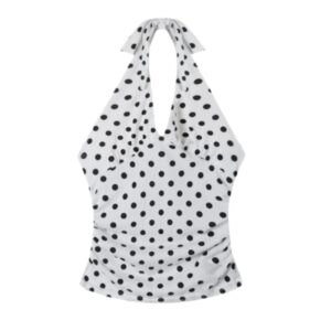 Classic Black Polka-Dot Spaghetti-Strap Tank Top