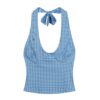 Vacation-Style Blue Plaid Tank Top