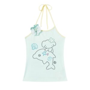 Rhinestone Dolphin & Bunny Halter Tank Top